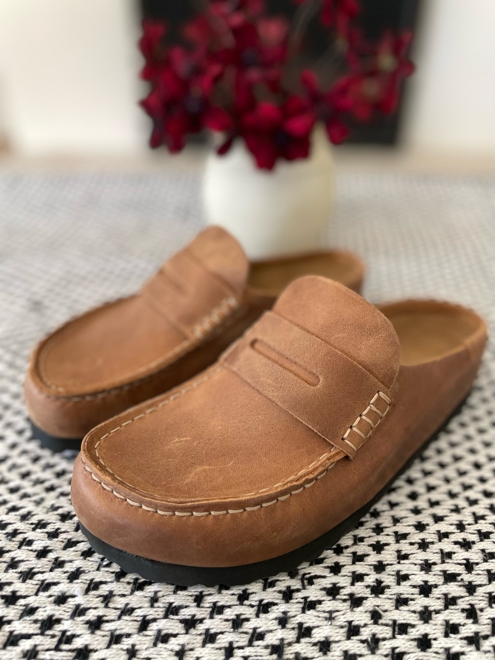 Birkenstock Naples Penny Loafer Mule Brown Leather Size 7 - Picture 2 of 8